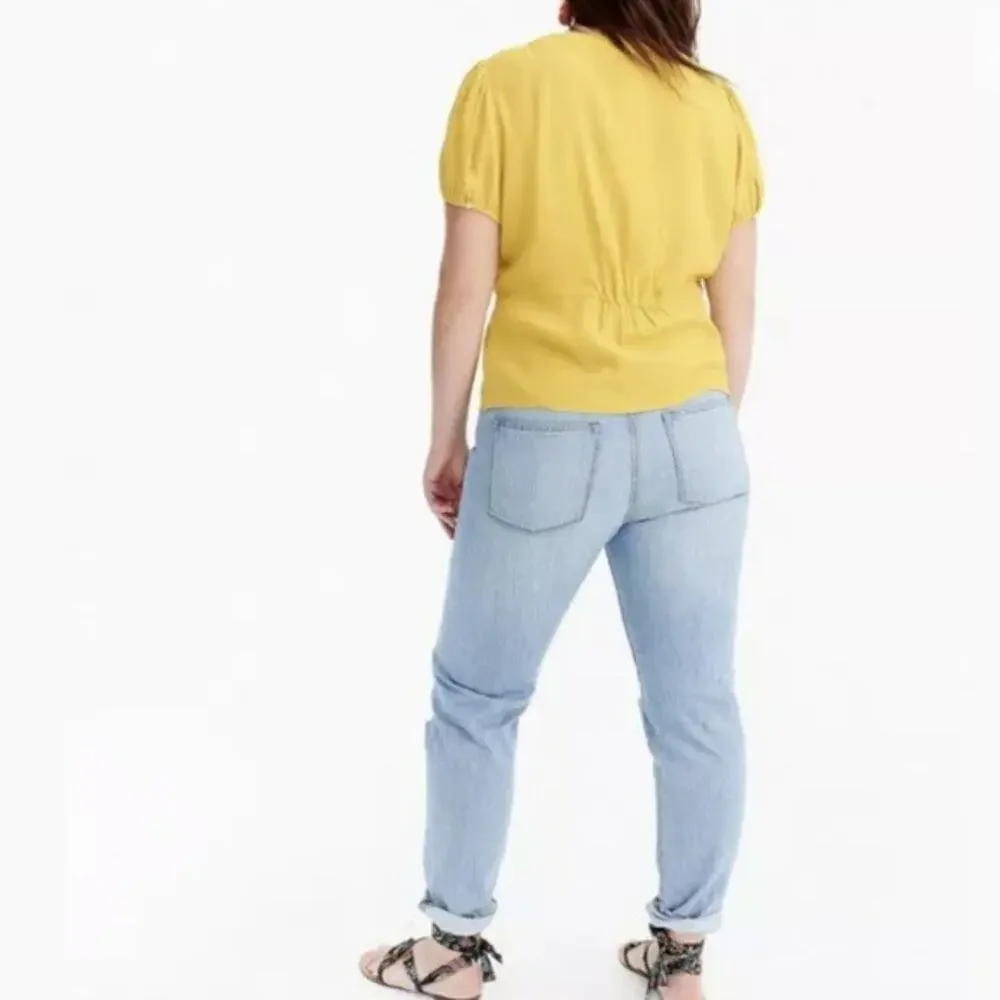 J. Crew Short Sleeve Button Peplum Blouse Yellow Size 4 Tall